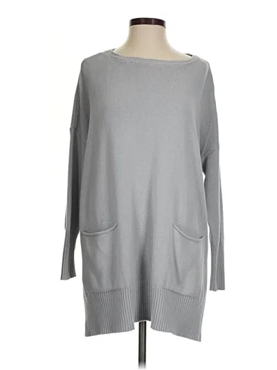 Pre-owned Purejill Long Sleeve Top Gray Boatneck Tops
