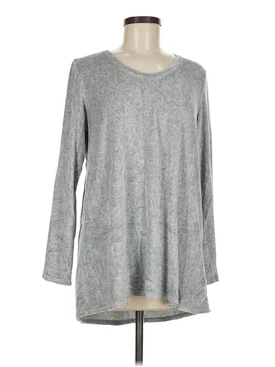 Pre-owned Purejill Long Sleeve Top Gray Crew Neck Tops