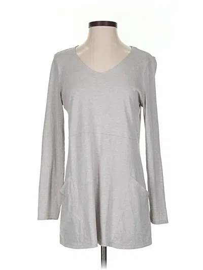 Pre-owned Purejill Long Sleeve Top Gray Scoop Neck Tops