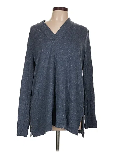 Pre-owned Purejill Long Sleeve Top Gray V-neck Tops