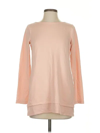 Pre-owned Purejill Long Sleeve Top Tan Boatneck Tops In Brown