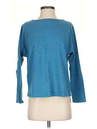 Pre-owned Purejill Long Sleeve Top Teal Boatneck Tops In Blue