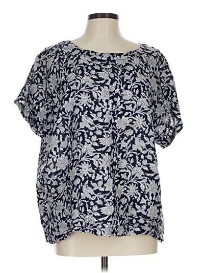 Pre-owned Purejill Short Sleeve Blouse In Blue
