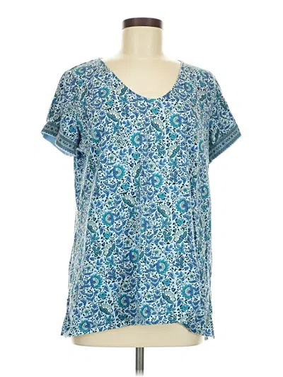 Pre-owned Purejill Short Sleeve Blouse In Blue