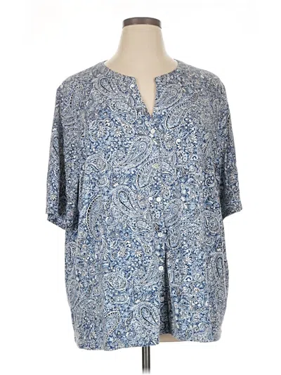 Pre-owned Purejill Short Sleeve Blouse In Blue