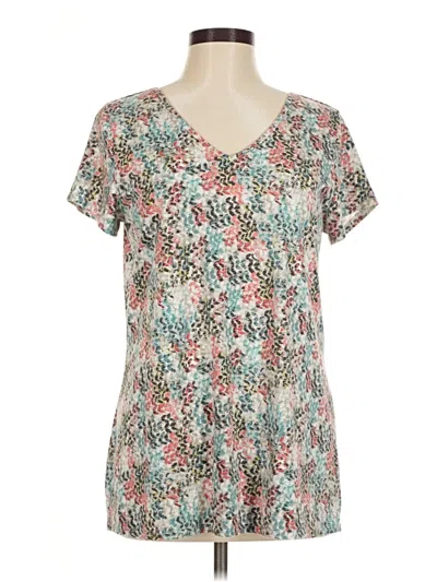 Pre-owned Purejill Short Sleeve Blouse In Teal
