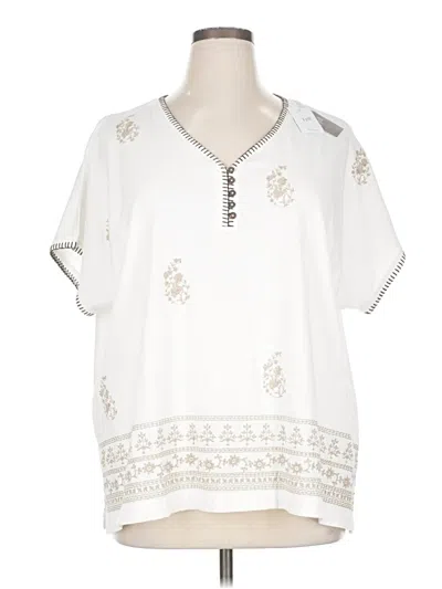 Pre-owned Purejill Short Sleeve Blouse In White