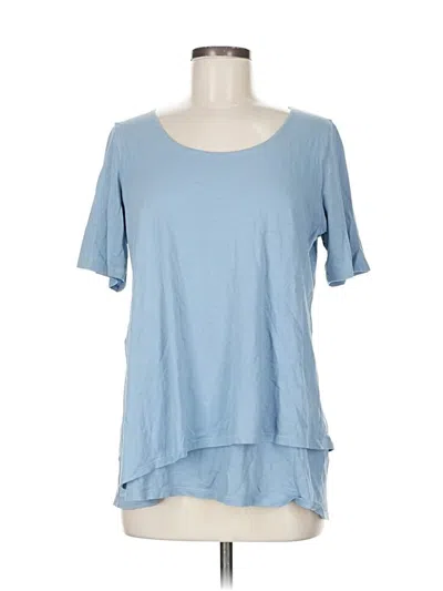 Pre-owned Purejill Short Sleeve Top Blue Scoop Neck Tops