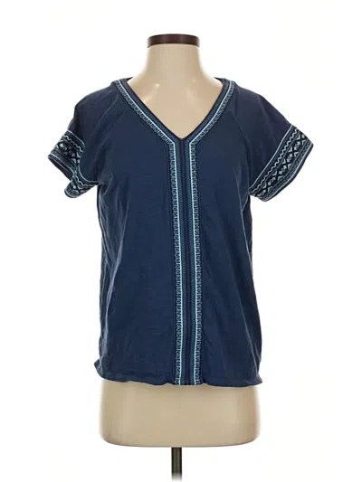 Pre-owned Purejill Short Sleeve Top Blue V Neck Tops