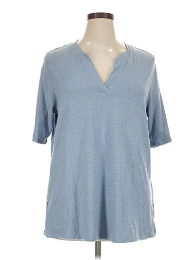 Pre-owned Purejill Short Sleeve Top Blue V-neck Tops