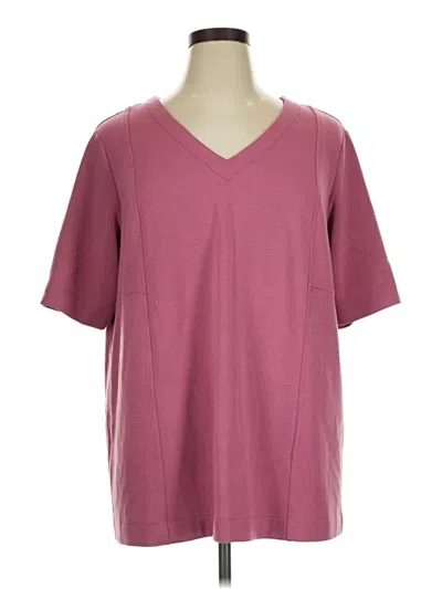 Pre-owned Purejill Short Sleeve Top Burgundy V-neck Tops