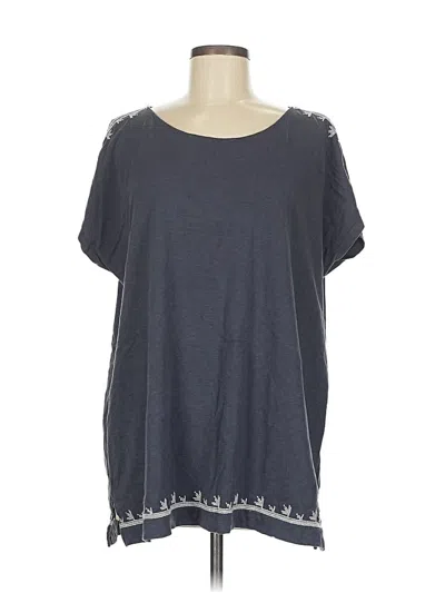 Pre-owned Purejill Short Sleeve Top Gray Scoop Neck Tops