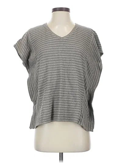 Pre-owned Purejill Short Sleeve Top Gray V Neck Tops
