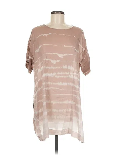 Pre-owned Purejill Short Sleeve Top Tan Boatneck Tops In Brown