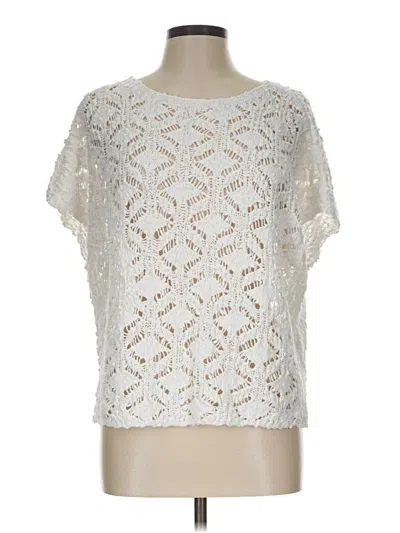 Purejill Short Sleeve Top White Keyhole Neckline Tops