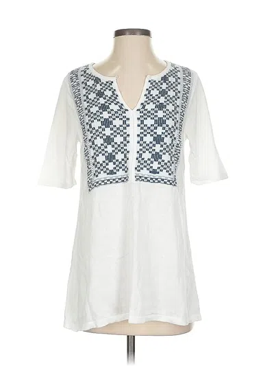 Pre-owned Purejill Short Sleeve Top White V Neck Tops