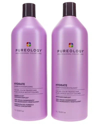 Pureology Hydrate Shampoo 333.8oz & Hydrate Conditioner 33.8oz Combo Pack In Transparent