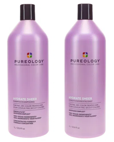 Pureology Hydrate Sheer Shampoo 33.8oz & Hydrate Sheer Conditioner 33.8oz Combo Pack In Transparent