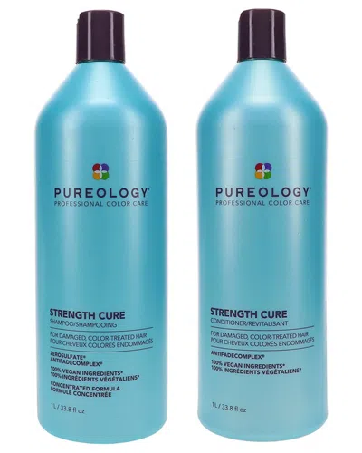 Pureology Strength Cure Shampoo 33.8oz & Strength Cure Conditioner 33.8oz Combo Pack In Blue