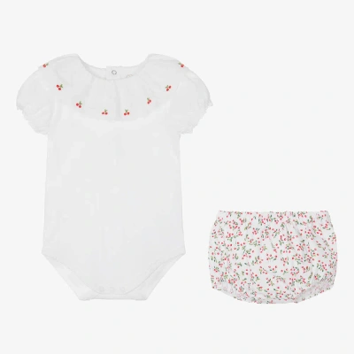 Pureté Du... Bébé Pureté Du. Bébé Girls White Cotton Babysuit Set