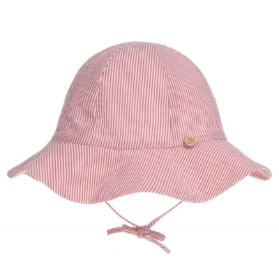 Pureté Du... Bébé Babies' Pureté Du. Bébé Red Striped Cotton Sun Hat In Pink