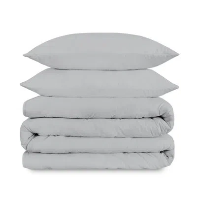 Purity Home 100% Cotton 400tc Cool & Crisp Sateen Duvet Set In Light Gray
