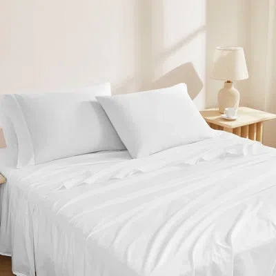 Purity Home Sustainable 100% Organic Cotton Breathable & Lightweight Deep Pocket Sheet Set In White