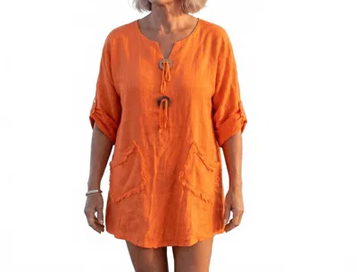 Puro Lino The Capri Sun Tunic Top In Orange In Pink