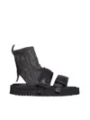 Puro Women's Denim Leather Sandals In Black