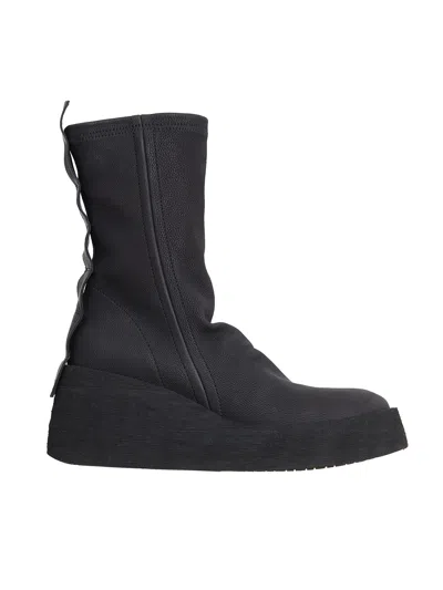 Puro Stretch Platform Leather Ankle Boot In Blue