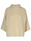 Puro Tatto Ivory Cashmere Cape In Beige
