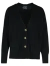 Purotatto Long-sleeved Knitted Cardigan In Black