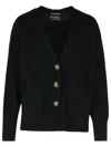 Purotatto Long-sleeved Knitted Cardigan In Black