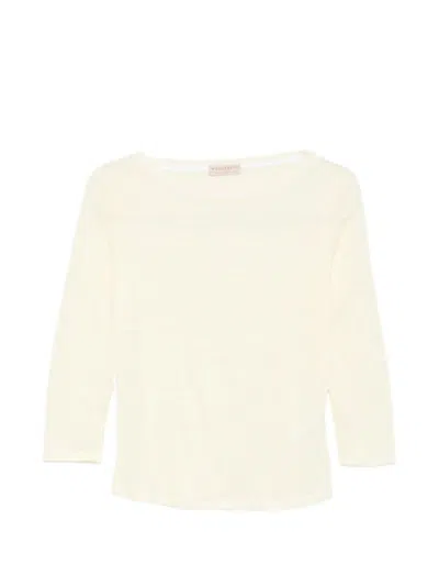 Purotatto Boat-neck 3/4 Sleeves Blouse In Nude