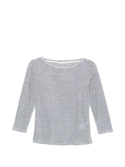 Purotatto Boat-neck 3/4 Sleeves Blouse In Gray