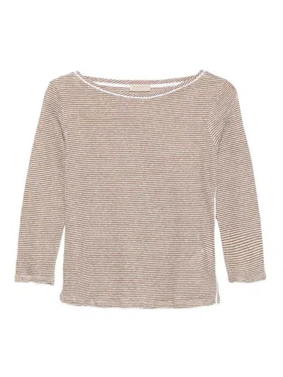 Purotatto Boat-neck 3/4 Sleeves Blouse In White