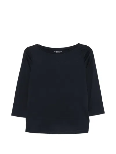 Purotatto Boat-neck Three-quarter-sleeve Top In Multi