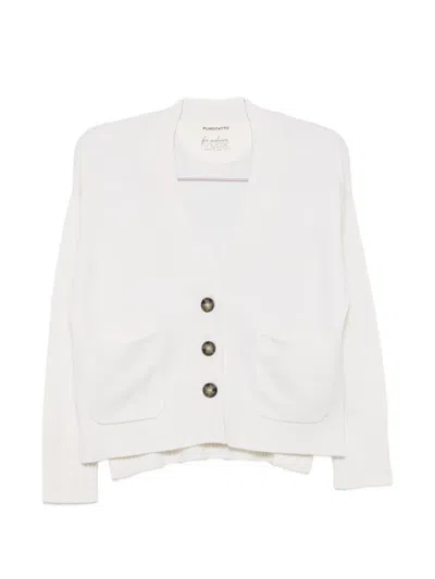 Purotatto Button-up Patch-pocket Cardigan In White