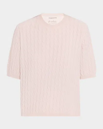 Purotatto Cable Cashmere Short-sleeve Sweater In Multi