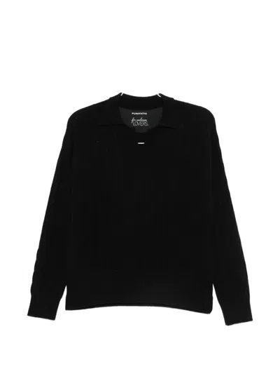 Purotatto Cable-knit Long-sleeve Sweater In Black