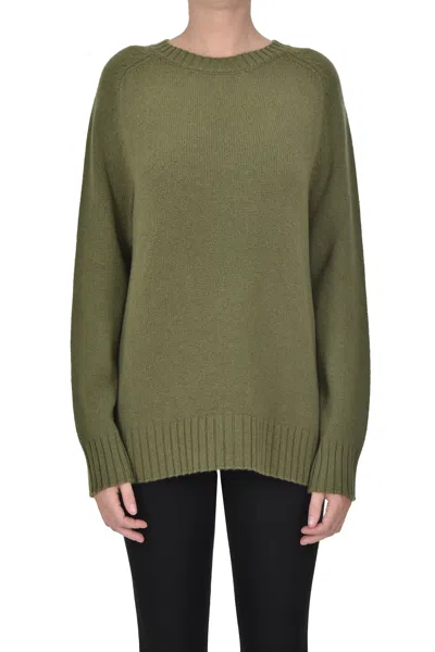 Purotatto Cashmere Pullover In Olive Green