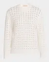 Purotatto Cashmere-silk Openwork Sweater In White