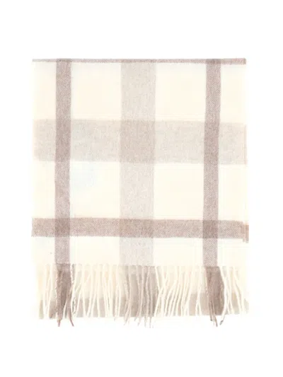 Purotatto Check Cashmere Scarf In Neutral