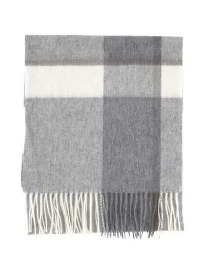Purotatto Check-pattern Fringed Scarf In Gray