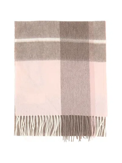 Purotatto Check-pattern Fringed Scarf In Pink
