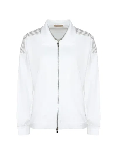 Purotatto Cotton Zip-up Sweatshirt In White