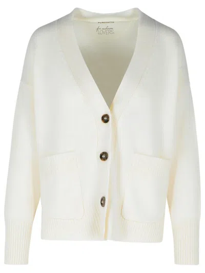 PUROTATTO PUROTATTO CREAM CASHMERE CARDIGAN