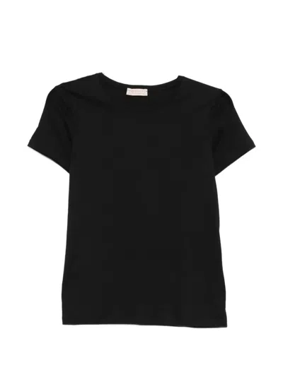 Purotatto Round-neck Short Sleeve Blouse In Black