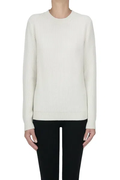 Purotatto Embellished Ribbed Knit Pullover In White