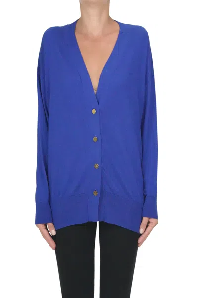 Purotatto Extrafine Knit Cardigan In Blue